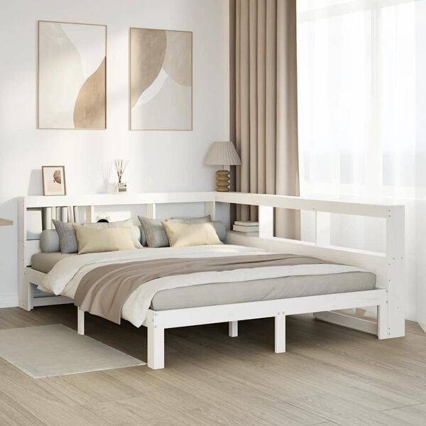 vidaXL Bookcase Bed without Mattress White 140x200 cm Solid Wood Pine