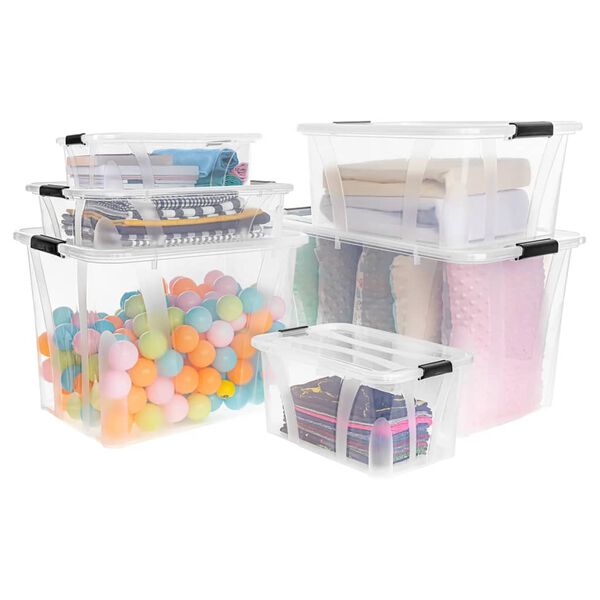vidaXL Storage Boxes with Lids 2 pcs Transparent 7 L
