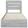 vidaXL Storage Bed with Drawer Grey Sonoma 75 x 190 cm Engineered Wood