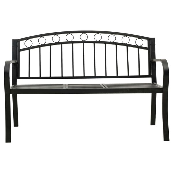 vidaXL Garden Bench with Table Black 120 cm Steel