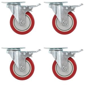 vidaXL Swivel Casters with Double Brakes 4 pcs 100 mm