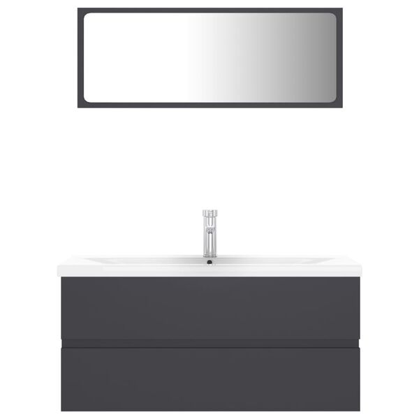 vidaXL Bathroom Furniture Set Grey Engineered Wood