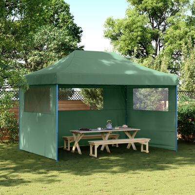 vidaXL Foldable Party Tent Pop-Up with 3 Sidewalls Green