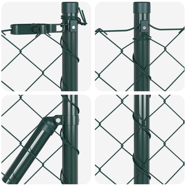 vidaXL Fence Post Green 10 x 1 m (60 x 60 mm mesh) Steel and PVC