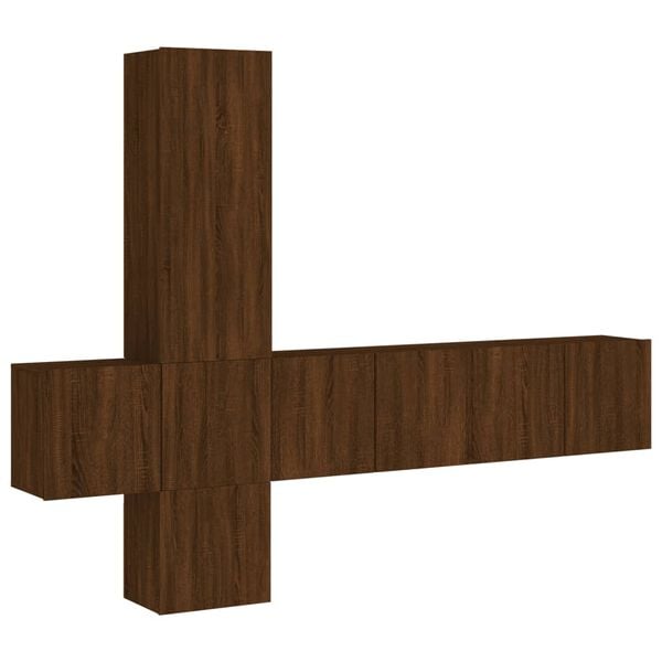 vidaXL 5 Piece TV Wall Units Brown Oak Engineered Wood