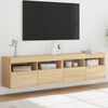 vidaXL TV Wall Cabinets with LED Lights 2 pcs Sonoma Oak 80x30x40 cm