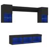 vidaXL 7 Piece TV Wall Units with LED Black Engineered Wood