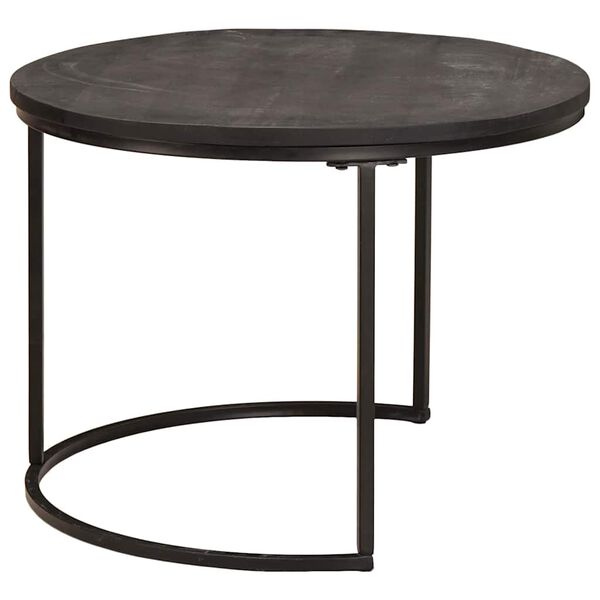 vidaXL Nesting Coffee Tables 3 pcs Black Solid Mango Wood and Steel