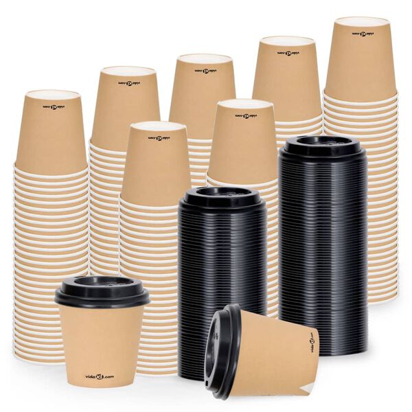 vidaXL Coffee Paper Cups with Lids 120 ml 500 pcs Brown