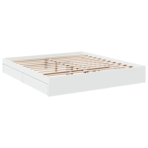 vidaXL Bed Frame with Drawers without Mattress White 200x200 cm