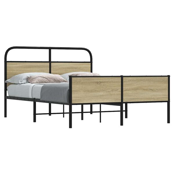 vidaXL Bed Frame without Mattress 135x190 cm Sonoma Oak Engineered Wood