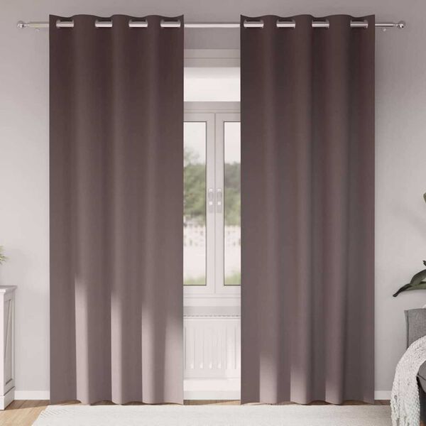 vidaXL Blackout Curtains with Rings 2 pcs Dark Brown 245 x 140 cm