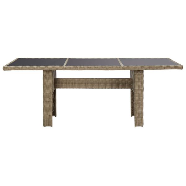 vidaXL Garden Dining Table Brown 200x100x74 cm Glass and Poly Rattan