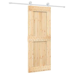 vidaXL Sliding Door Natural and White 80 x 210 cm Solid Pine Wood