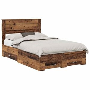 vidaXL Bed Frame with Headboard Old Wood 120 x 190 cm Engineered Wood