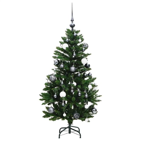 vidaXL Artificial Hinged Christmas Tree 150 LEDs & Ball Set 150 cm