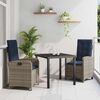 vidaXL Garden Dining Set with Cushion 3 pcs Grey Poly Rattan
