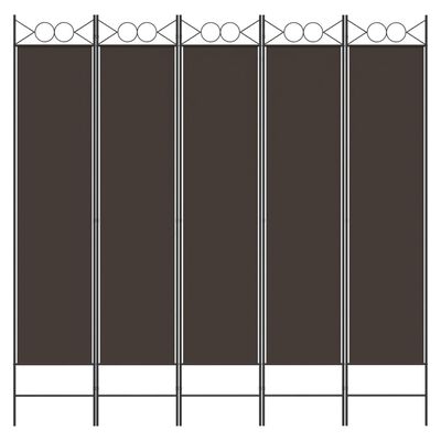 vidaXL 5-Panel Room Divider Brown 200x200 cm Fabric