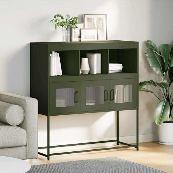 vidaXL Sideboard Olive Green 100.5x39x107 cm Cold-rolled Steel