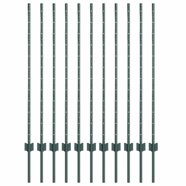 vidaXL Fence Post 11 pcs Green 120 cm Steel