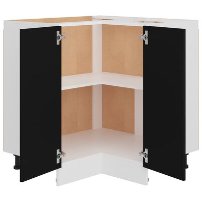 vidaXL Corner Bottom Cabinet Black 75.5x75.5x81.5 cm Engineered Wood