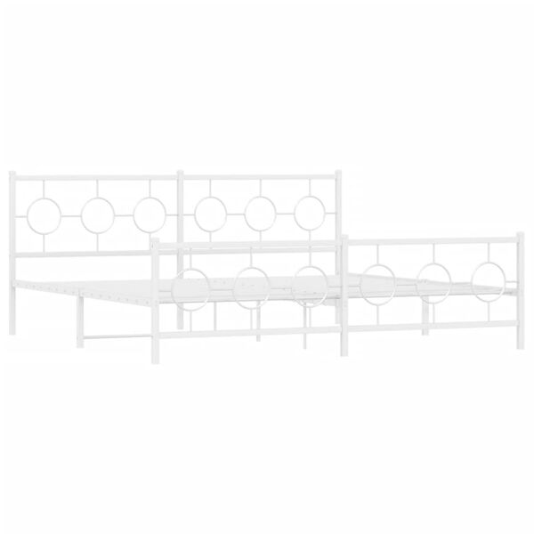 vidaXL Metal Bed Frame without Mattress with Footboard White 200x200cm