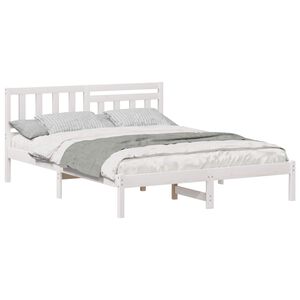 vidaXL Bed Frame with Headboard White 150 x 200 cm Solid Pine Wood