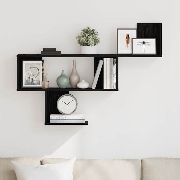 vidaXL Wall Shelf Black Oak 100x15x70 cm Engineered Wood