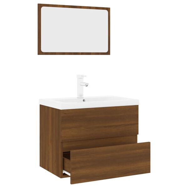 vidaXL Bathroom Furniture Set Brown Oak Engineered Wood