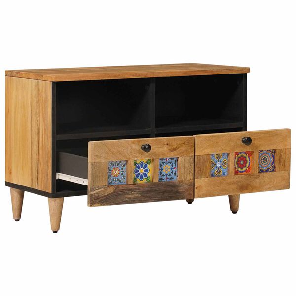 vidaXL TV Cabinet with Drawer Natural 70 x 33 x 46 cm Solid Mango Wood
