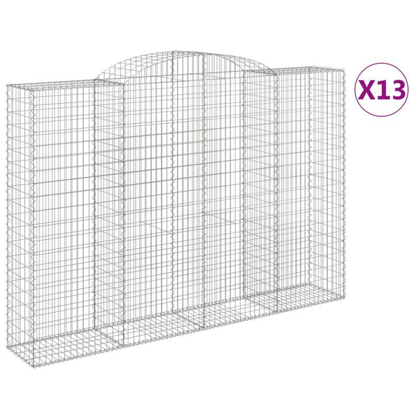 vidaXL Arched Gabion Baskets 13 pcs 300x50x200/220 cm Galvanised Iron