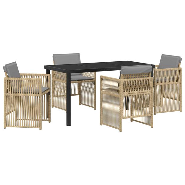 vidaXL Garden Dining Set 5 pcs Beige Powder-Coated Steel