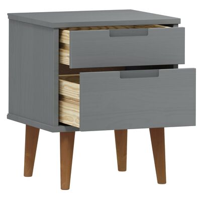 vidaXL Bedside Cabinet MOLDE Grey 40x35x48 cm Solid Wood Pine