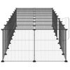 vidaXL 36-Panel Pet Cage with Door Black 35x35 cm Steel