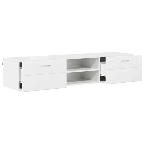 vidaXL Wooden Cabinet with Drawer High Gloss White 150 x 39 x 30 cm