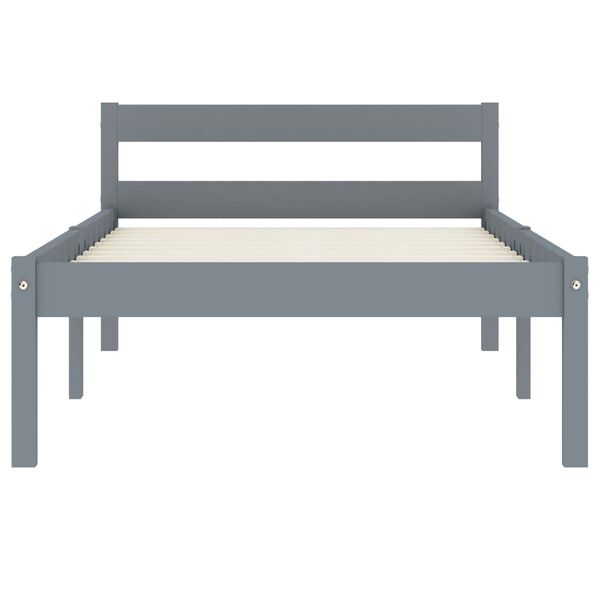 vidaXL Bed Frame without Mattress Grey Solid Pine Wood 90x200 cm