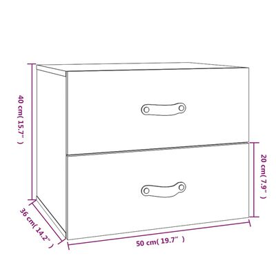 vidaXL Wall-mounted Bedside Cabinet Grey 50x36x40 cm