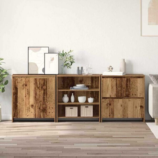vidaXL Sideboard 3 pcs Old Wood 70 x 41 x 75 cm Engineered Wood