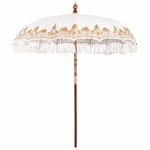 vidaXL Balinese Parasol Cream 215 x 215 x 260 cm Cotton and solid wood