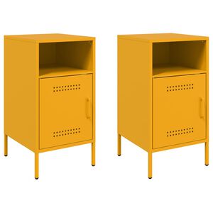 vidaXL Bedside Cabinets 2 pcs Mustard Yellow 36x39x68 cm Steel