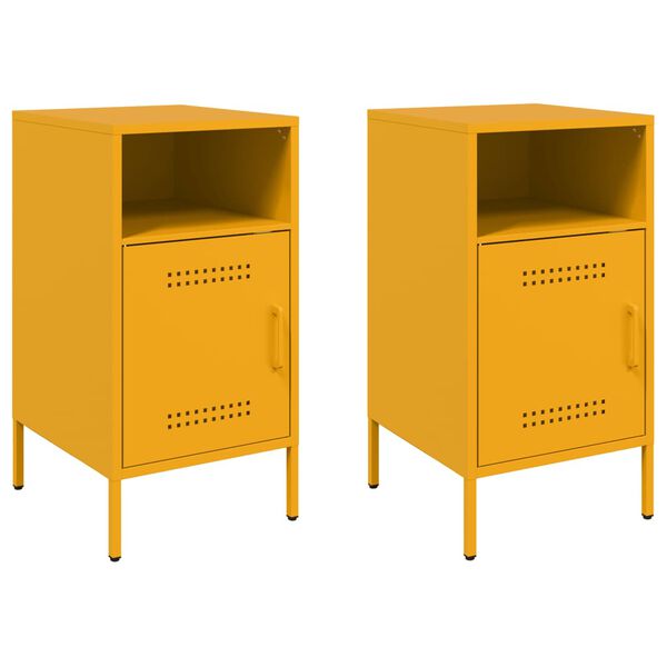 vidaXL Bedside Cabinets 2 pcs Mustard Yellow 36x39x68 cm Steel
