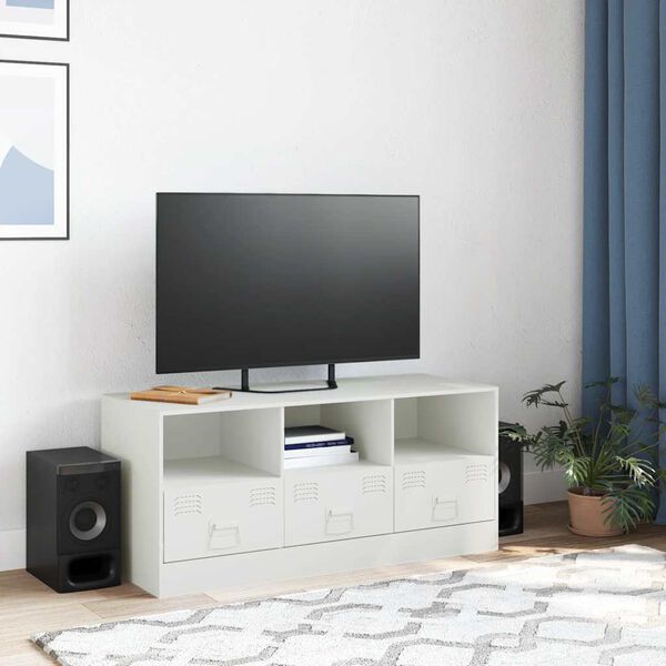 vidaXL TV Cabinet White 99x39x44 cm Steel