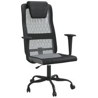 vidaXL Office Chair Grey and Black Mesh Fabric and Faux Leather