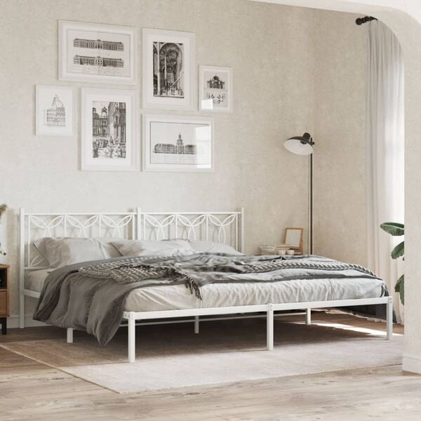 vidaXL Metal Replace Headboard White 200 cm