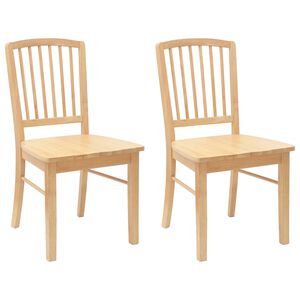 vidaXL Dining Chairs 2 pcs Natural 50 x 52.5 x 91 cm Solid Rubber Wood