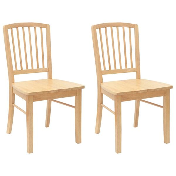 vidaXL Dining Chairs 2 pcs Natural 50 x 52.5 x 91 cm Solid Rubber Wood