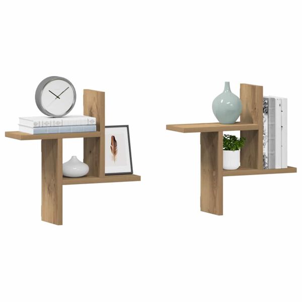 vidaXL Wall Shelves 2 pcs Artisian Oak 38x12x38 cm Engineered Wood