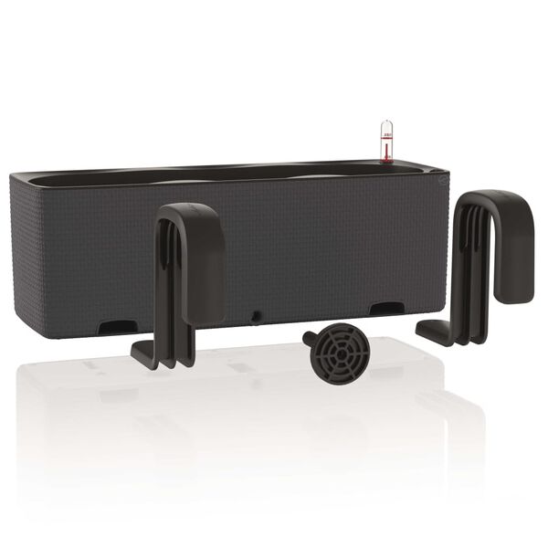 LECHUZA Planter CUBE color triple with Brackets Anthracite 13684