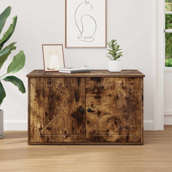 vidaXL Cat House Smoked Oak 85 x 55 x 50 cm Engineered Wood