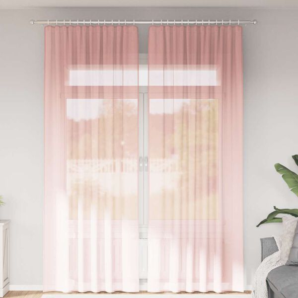 vidaXL Voile Curtains with Loops 2 pcs Pink 140x260 cm